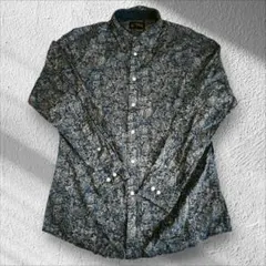 【雰囲気抜群】CREMIEUX 総柄 ペイズリー 長袖シャツ ネイビ【D176】