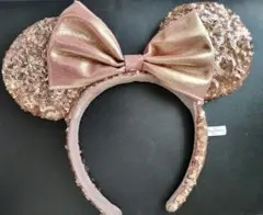 ディズニー　ミニー　カチューシャ　スパンコール　ピンクゴールド