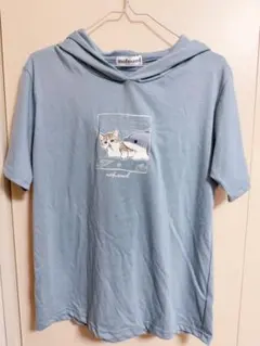 【本日限定値下げ】mofusand 半袖 フード付きTシャツ サメにゃんのサムネイル