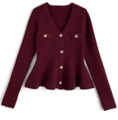 Vネックペプラムニットトップス[lt114]