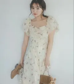ラメドビーシフォンプリントワンピース 0サイズ