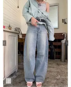 【️新品】GRL ワイドカーブデニムパンツ［cu565］MAライトブルーのサムネイル