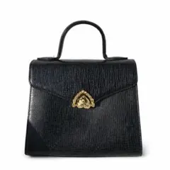 Yumi Katsura ハンドバッグ ブラック フォーマル クロコ型 ゴールド