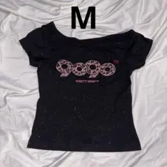 9090 girl OG LogoOffShoulderGlitter Tシャツ