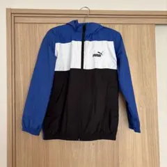 PUMA フード付きジャケット　ナイロンパーカー 青/白/黒　160cm