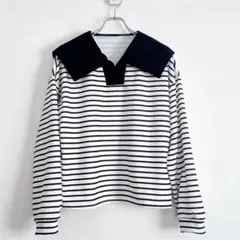 セーラーカラー ボーダー 長袖 カットソー