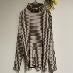【XL】 UNIQLO ♡ストライプ タートルネック 長袖 トップス　　　美品