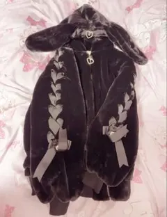 LIZLISA うさみみフードファーブルゾン アウター ブラック