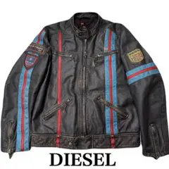 DIESEL 90's ラムレザー ヴィンテージ加工 シングルライダース XL