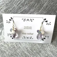 【 フローライトピアス】 フローライト アメジスト ローズクォーツ ハンドメイド