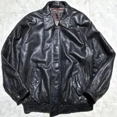 90s A-2 vintage レザー フライトジャケット 短丈 黒 L 総柄