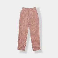 ZARA zara ザラ チェック柄 クロップド テーパードパンツ ピンク XS