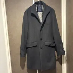 グレー チェスターコート ウール混紡