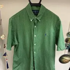 Ralph Lauren 緑 チェック 半袖シャツ L