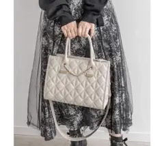 RANDA 2wayチェーンデザインキルティングトートバッグ