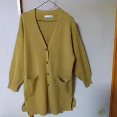 個人です美品❣️マスタード ロングVネックカーディガン