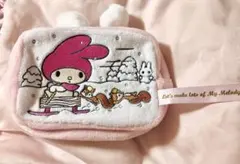 希少レア　未使用2011年製品マイメロディー雪スノーシリーズ刺繍ふわふわポーチ