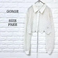 総レーストップス シアー 透け感 ショート丈 クロップド丈 ホワイト 刺繍