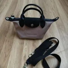 LONGCHAMP XS 2WAY ショルダーバッグ ベージュ/ブラック - メルカリ