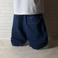 ペレペレ 極太 オーバーサイズ デニム バギーパンツ 無地 B系 濃紺 