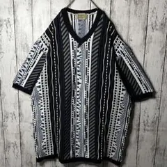 【入手困難】サマーニット☆3Dニット☆半袖ニット☆セーター☆総柄☆ストライプ☆L