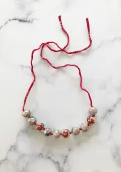 美品☆エスニック ストーン 丸玉 ネックレス