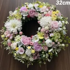 ホワイトデイジーの春待ちリース＊アーティフィシャルフラワー＊玄関リース＊造花