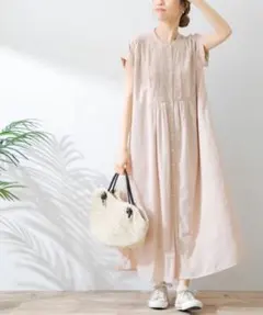 【新品未使用】サニーレーベル エアリーコットンピンタックワンピース グレージュ