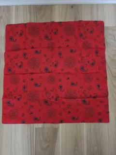 赤 ペイズリー柄 バンダナ スヌーピー　ハンカチ