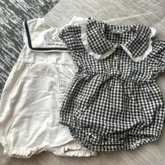 ギンガムチェック レース襟ロンパース　子供服　ベビー服　まとめ売り