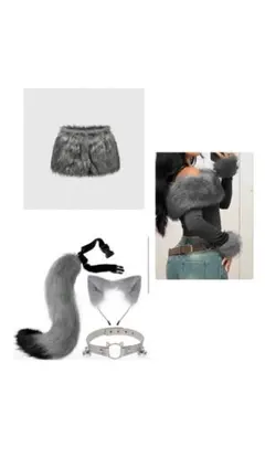 グレー ファー コスプレ アクセサリーセット