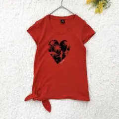 ダンスキン　グラフィックTシャツ　M テラコッタオレンジ　ロゴ刺繍　薄手　ヨガのサムネイル
