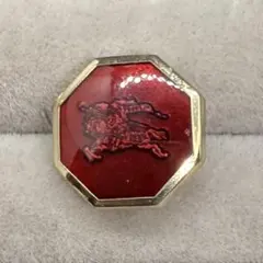 【ヴィンテージ】Burberry タイタック タイピン 騎士 八角形 ボルドー