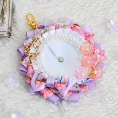 痛ロゼット【パステルパープル×和柄グログランリボン×桜パール】