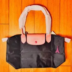 エッフェル塔刺繍デザイン　ピンク×ブラック　ロンシャン　ルプリアージュのサムネイル