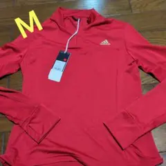 【新品タグ付き】アディダス ランニング ハーフジップ 長袖 レディース M 赤
