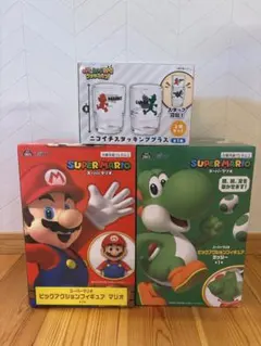 スーパーマリオ　ビッグアクションフィギュア　マリオ、ヨッシー、グラス