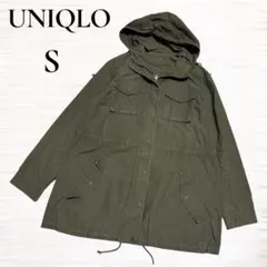 a231 【UNIQLO】モッズコート/ジャンパー/フード付き/オリーブグリーン