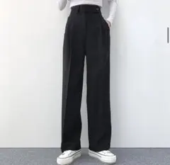 ワイドパンツ　ブラック[韓国ファッション]のサムネイル