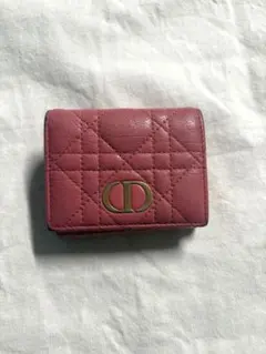 Dior ディオール 二つ折り財布 ピンク レザー ゴールド金具 箱・保存袋