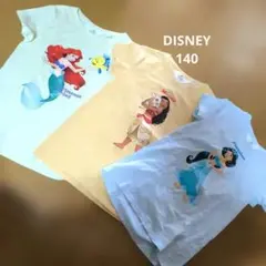 美品ディズニープリンセスtシャツ140セット3枚モアナアリエルジャスミン