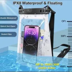 防水 スマホポーチ　スマホ保護　 防水ケース 防水　海　プール　ブラック×クリア