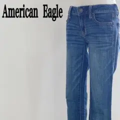 アメリカン・イーグル デニムパンツ コットン 伸縮性 薄手 前面ウォッシュ加工