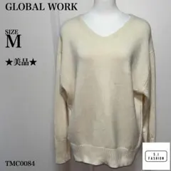 グローバルワーク Vネックニット Mサイズ アイボリー