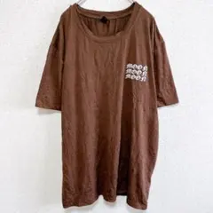 人気 ロムウェ バックプリント Ｔシャツ クルーネック 半袖 【L】 茶 綿のサムネイル
