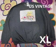 US VINTAGE 車柄 パッチワーク スウェット オーバーサイズ