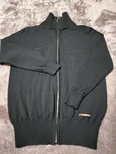 メイソングレイ　ブラック ジップアップ ハイネック ニットカーディガン