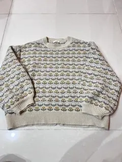 ehka sopo 花柄ニット 長袖 ベージュ系