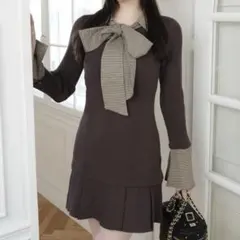 LIP SERVICE リップサービス フロントZIPニットプリーツワンピース