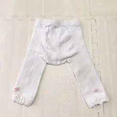 お花　レギンス　ベビー　80 ホワイト　タイツ